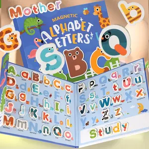 बच्चे 26 ऊपरी और निचले केस वाले मैग्नेटिक कार्ड शैक्षिक खिलौने, वर्तनी शब्द गेम, 1-3 साल पुराने मोंटेसरी खिलौने सीख रहे हैं