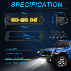 Une paire de 2 pièces 8 pouces avant pare-chocs arrière montage encastré 60W lumière blanche faisceau Spot Led <span class=keywords><strong>12V</strong></span> barre de projecteur - Product Image 2