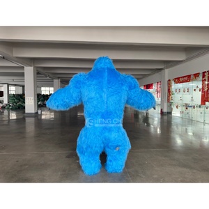Langhaariges blaues aufblasbares Gorilla-Maskottchen-Kostüm für Erwachsene, Plüsch-King-Kong-Anzug für Karneval, Umzug, Halloween-Party, Aufführung - Product Image 4