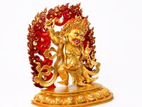 Patung Vajrapani Kuningan Buatan Tangan Berlapis Emas, Seni Patung Buddha yang Mengagumkan dengan Desain Halo Api untuk Dekorasi Rumah & Taman, Hadiah