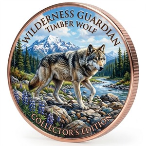 Pièce <span class=keywords><strong>de</strong></span> collection en cuivre massif <span class=keywords><strong>de</strong></span> 1 once, imprimée UV avec un graphique <span class=keywords><strong>de</strong></span> <span class=keywords><strong>loup</strong></span> en haute définition, pour l'approvisionnement des musées patrimoniaux - Product Image 1