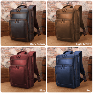Mới Đến Thả Vận Chuyển Cổ Điển Nâu Điên Ngựa Da Ba Lô Trường Túi Người Đàn Ông Đầy Đủ Hạt Da Chính Hãng Máy Tính Xách Tay Ba Lô - Product Image 4