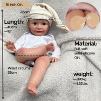 Poupée Reborn en Silicone Corps Entier 40 cm (16 Pouces) à Bouche Ouverte, Toucher Réaliste, Bébé Fille Nouveau-né, avec Sucette, pour Compagnon d'Aînés