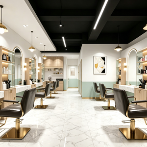 Meuble de salon de manucure blanc moderne personnalisé éclairage LED Spa décor de salon de beauté pour la décoration intérieure Mobilier de salon de coiffure personnalisé - Product Image 2