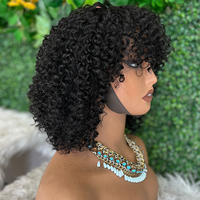 Perruque Courte Bob Frisée Pixie Cut en Cheveux Humains Brésiliens Naturels Pas Chers, Entièrement Faite à la Machine, pour Femmes Noires