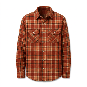เสื้อเชิ้ตแขนยาวลำลองสำหรับผู้ชาย คอปกพับได้ แขนยาวเต็มตัว ผ้าฝ้าย - Product Image 1