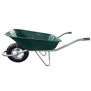 WB6400M 130kg Heavy Duty Construction Wheelbarrow 4.00-8 Pneumatic Rubber <b>Wheel</b> Powder Coated 0.9mm Steel Metal Tray - Product Image 2