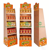Présentoir de supermarché en PVC personnalisé à 5 niveaux pour pâtisseries et chips