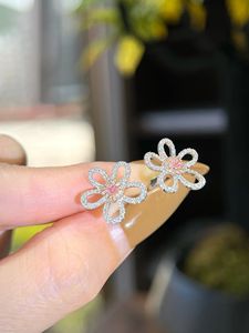 Bijoux de luxe Xinfly, or véritable 18 carats, diamant rose naturel 0,13 ct, diamant naturel 0,33 ct, style fleur, boucles d'oreilles pour femmes - Product Image 3
