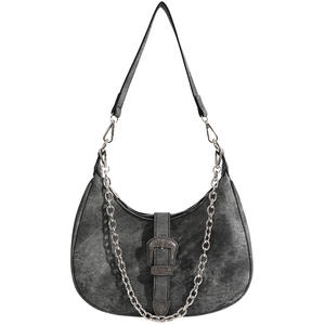 Bolso de Hombro de Mujer de Piel Sintética Retro de Alta Gama Niche Crescent con Cremallera, Forro de Poliéster y Adorno de Cadena, Estilo de Bolso de Moda - Product Image 5