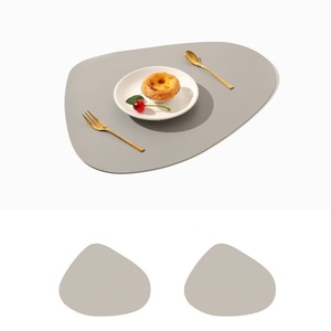 Placemat Table Mat Tableware Pad PU Leather Waterproof <b>Heat</b> Insulation Non-Slip Placemat Soft Black Brown Washable Bowl <b>Coaster</b> - Product Image 6