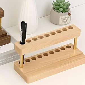 Wooden <b>Pen</b> <b>Holder</b> Solid Wood Desktop Stationery Storage Rack Multi Functional <b>Pen</b> Stand For Office Study Use - Product Image 1