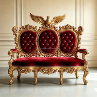 Fauteuil de luxe français en bois massif, style aigle, pour villa, salon, mobilier européen baroque, canapé en velours rouge et bois sculpté doré