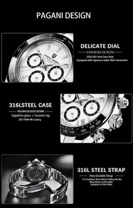 นาฬิกาข้อมือ Pagani Design รุ่น PD-1644 ใช้กลไกควอตซ์ MIYOTA OS20 หน้าปัดหรูหรา ตัวเรือนสแตนเลสสตีล กันน้ำ สำหรับผู้ชาย - Product Image 4