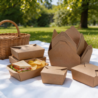 Bol à salade en papier kraft écologique de luxe de 32 oz, recyclable, biodégradable, option de logo personnalisé pour les restaurants à emporter
