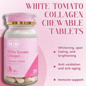 Tabletas Masticables <span class=keywords><strong>de</strong></span> Colágeno <span class=keywords><strong>de</strong></span> Tomate Blanco OKTW, 30 Unidades, Aclaran <span class=keywords><strong>la</strong></span> <span class=keywords><strong>Piel</strong></span>, Antienvejecimiento, Antioxidantes, Certificación GMP, 100% Natural - Product Image 4