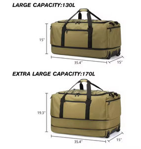 Foldable Duffle Bag <strong>with</strong> <strong>Wheels</strong> 130-170L Expandable Rolling Duffel Bag Extra <strong>Large</strong> Wheeled <strong>Holdall</strong> 36 Inch, Black, 36 Inch - Product Image 3
