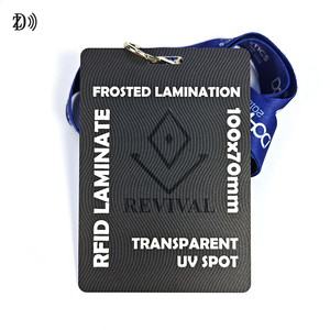 <span class=keywords><strong>Badge</strong></span> d'identification d'événement personnalisable en plastique imprimable 13,56 MHz avec cordon pour conférence - Product Image 6