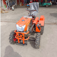 Microtractor de 12hp Fácil de Operar, Tractor de Cuatro Ruedas con Cultivador para Granja y Jardín con Implementos