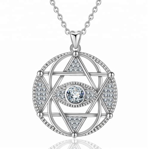 Joyería de las mujeres de moda ajustable cadena larga Micro pavimentada CZ diamante Devi collar de Ojo Azul - Product Image 1