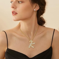 Collar con letras de burbujas, collar con inicial chapado en oro de 18 quilates, collar con colgante de globo grueso, collar con nombre de alfabeto delicado, collar con nombre de la A-Z