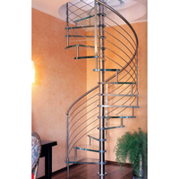 Escalier en colimaçon moderne en acier inoxydable, bois massif, verre trempé et marbre pour villa et appartement