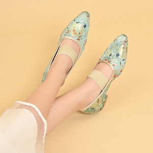 รองเท้าส้นเตี้ยสไตล์จีนแบบใหม่สำหรับผู้หญิง ฤดูใบไม้ร่วง ลายพิมพ์ B แบบยืดหยุ่น ไซส์ใหญ่ รองเท้าผู้หญิงเบอร์ 43 - Product Image 2