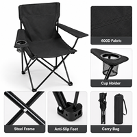 Chaise de camping pliable légère personnalisée, cadre en acier inoxydable, chaise portable d'extérieur pour la plage