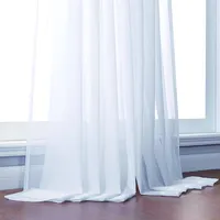 Gorden Jendela Tipis Tulle Putih Polos untuk Ruang Tamu Kamar Tidur Modern Kain Organza Voile