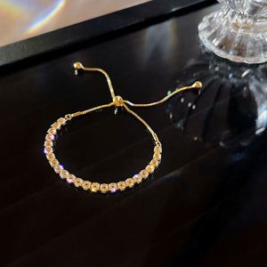 Delicate 14k <b>Gold</b> Plated Diamond Bass <b>Bracelets</b> Trendy Adjustable Tennis Chain Rhinestone Crystal <b>Bracelet</b> - Product Image 4
