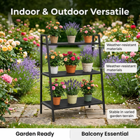 Étagère à plantes en métal robuste à 3 niveaux, capacité de 150 kg, pour l'intérieur et l'extérieur, jardin, balcon, support de rangement pour pots de fleurs