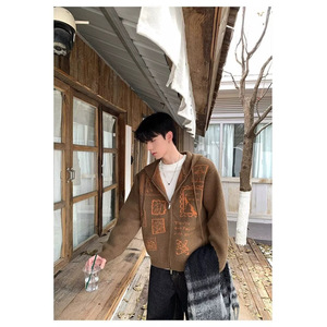 Fabricante Original Baittu, Cárdigan de Seda 3D con Bordado Étnico Jacquard Marrón, para <span class=keywords><strong>Hombre</strong></span> y Mujer, Primavera, Suave, Cálido y Grueso - Product Image 3