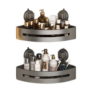 Étagère de salle de bain triangulaire à fixation par ventouse, couleur gris anthracite, support de rangement durable pour douche, toilettes et lavage des mains - Product Image 1