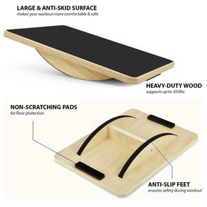Planche d'équilibre en bois, planche à bascule, écologique, durable, accessoire de yoga, pilates, bureau debout, surface antidérapante, renforcement du tronc - Product Image 4