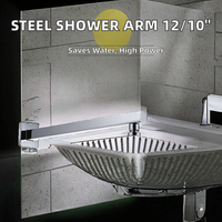 Bras de douche carré en acier inoxydable 304 de 12/10 pouces, fixation murale, moderne, avec pommeau de douche cascade LED, finition plaquée, pour salle de bain, garantie 5 ans