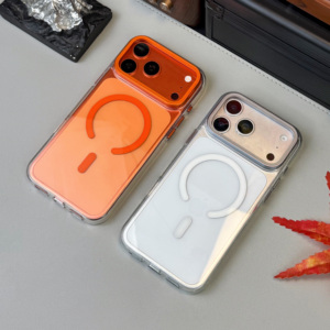 Étui magnétique de luxe pour iPhone 17 16 Pro Max, <span class=keywords><strong>coque</strong></span> <span class=keywords><strong>transparente</strong></span> antichoc en PC et TPU <span class=keywords><strong>avec</strong></span> fenêtre pour appareil photo, béquille et cadre métallique - Product Image 3