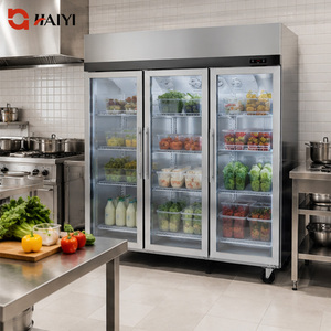 Commercial Kitchen <b>Freezer</b> Fridge Refrigeration Stainless Steel 3 Glass Door Display Upright <b>Freezer</b> for Restaurant - Product Image 3