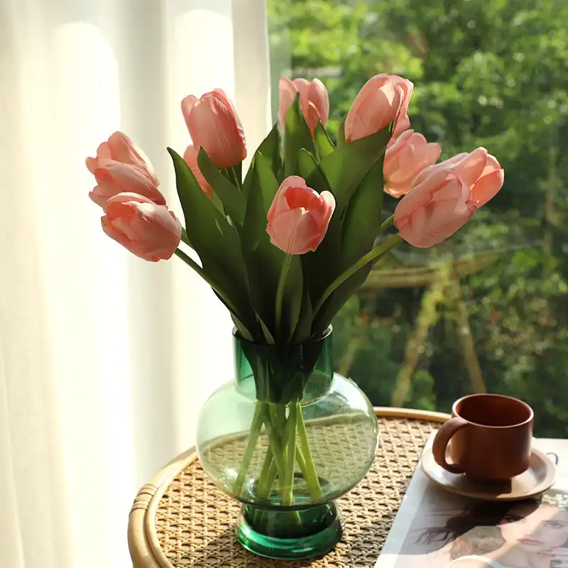 SN-L004 Wholesale High Quality Preserved Fake Plastic PU Faux Latex Real Touch Artificial Tulip Flowers