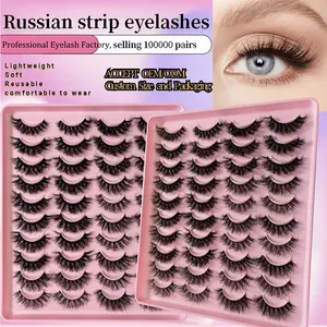 Vegan Cruelty Free Clear Band Strip Mink Lashes 3d Natural False Eyelash Wholesale Synthetic Fluffy Eyelashes With Box