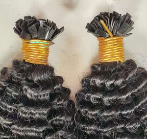 Extensioni per capelli ricci afro 12A brasiliane <span class=keywords><strong>100</strong></span>% cheratina, colore naturale, con punta a K, in capelli umani Remy, con punta piatta - Product Image 4