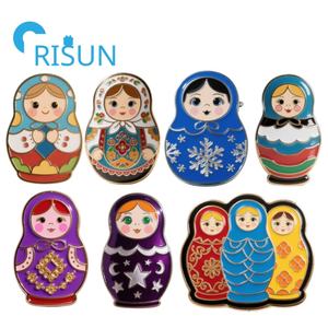 <span class=keywords><strong>Broche</strong></span> en émail personnalisée en métal, motif <span class=keywords><strong>Matriochka</strong></span> (Poupée Russe) miniature et mignonne, pour bijoux et revers de veste - Product Image 1