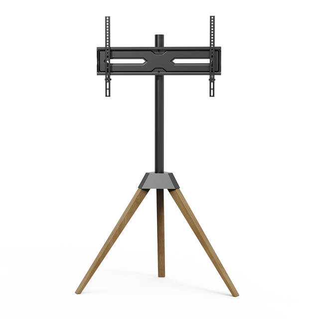 High Quality Wooden & Steel Tripod Floor TV Stand with Adjustable Height Swivel Cart for 32-65" TVs Living Room