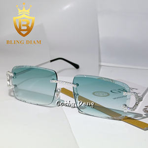 Occhiali da Sole Hip Hop con Lenti Colorate in Moissanite, Montatura in Argento 925 Senza Bordi, Superano il Test del Diamante, con Custodia - Product Image 3