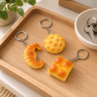 Porte-clés jouet anti-stress en PU, simulation réaliste de pain (croissant, pain ananas, baguette), à remontée lente, à presser, pour sac, cadeaux