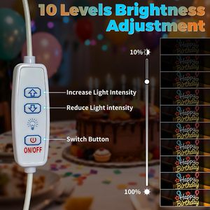 Happy Birthday Neon LED Dimmable USB Powered Ambient <b>Light</b> Store <b>Window</b> Decoration <b>Light</b> Street Indicator <b>Light</b> Landscape <b>Light</b> - Product Image 2