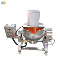 Cuve de cuisson et de mélange inclinable en acier inoxydable 304 à double enveloppe, chauffée à la vapeur, pour la préparation de sauce chili