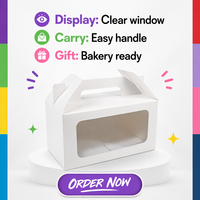 Boîte pliable en gros avec fenêtre transparente et poignée, personnalisable avec logo, en papier kraft de qualité alimentaire pour emballage de pâtisseries et gâteaux, impression quadricolore