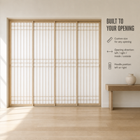 Porte coulissante japonaise Shoji, cadre en bois massif, panneaux filtrant la lumière, séparateur de cuisine/cloison d'appoint pour appartement, taille personnalisée, gain de place