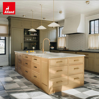 Armoire de cuisine haut de gamme Alland Luxury Custom High Tech en mélamine, design d'armoire de cuisine évolutive avec comptoir en quartz