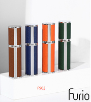 Pulvérisateur à pompe F902 en aluminium et cuir, atomiseur de parfum 5 ml, flacon d'huile essentielle, cosmétique de voyage avec gravure